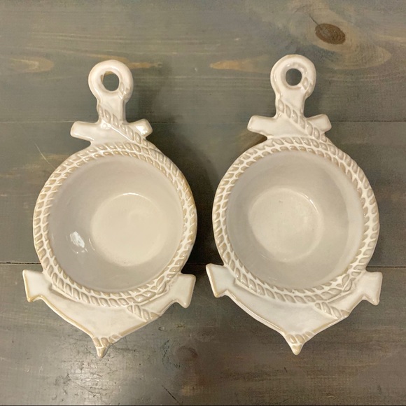 Nautical Anchor Decorative Ceramic Bowls Set of 2 - Picture 2 of 9